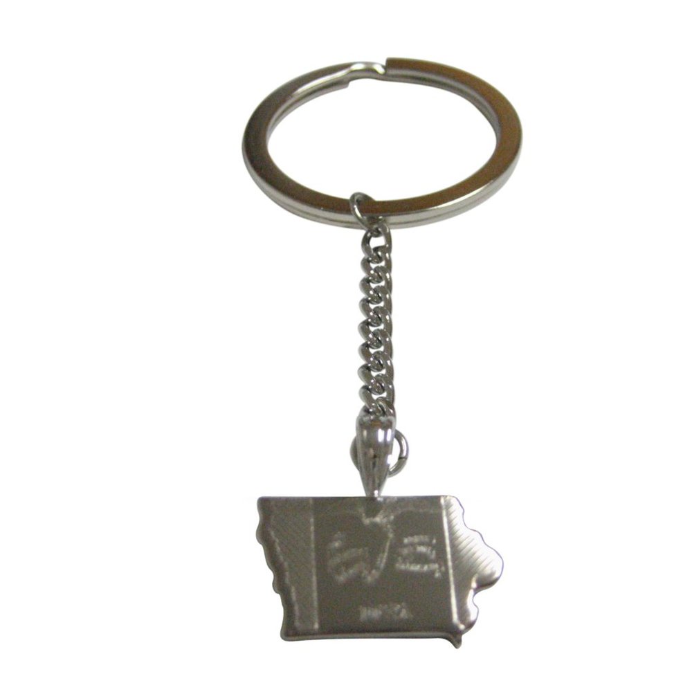Iowa State Map Shape And Flag Design Keychain - image 1